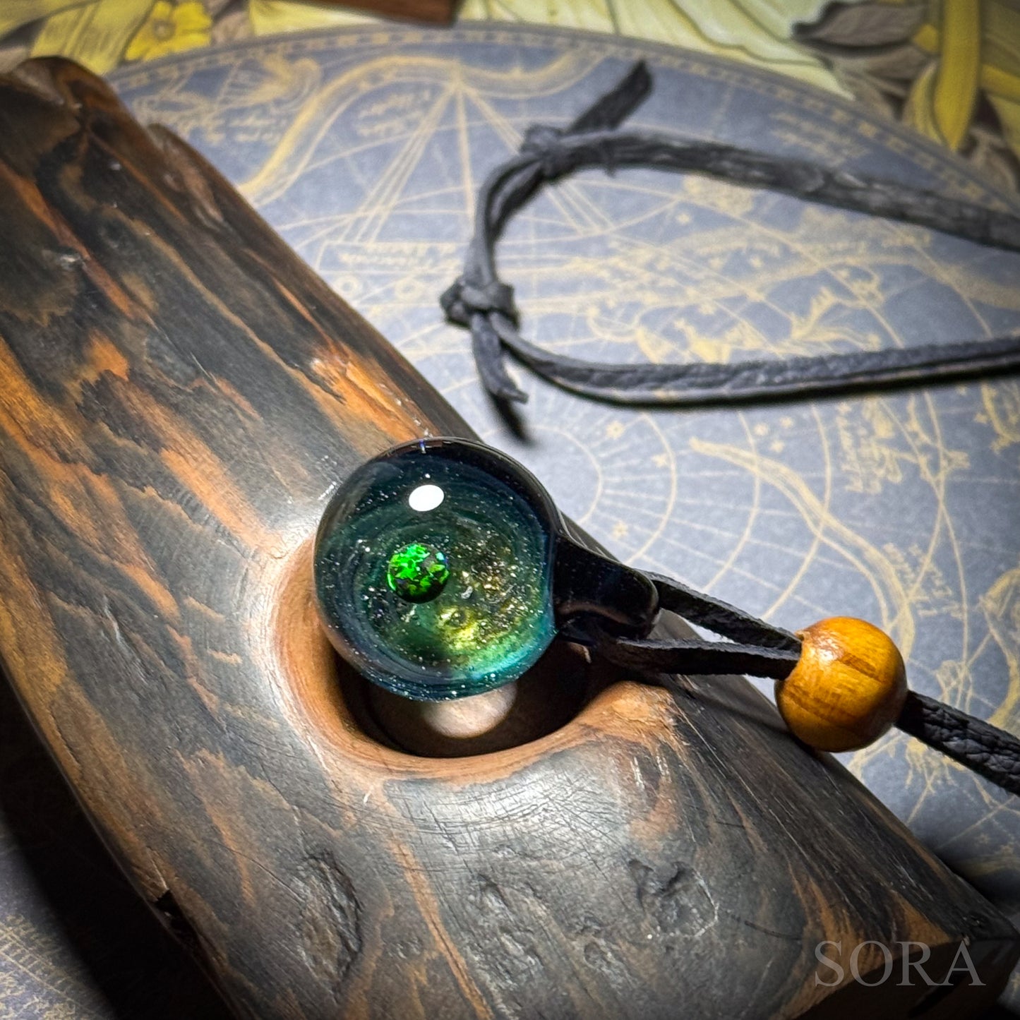 Galaxy Sparkle Pendant ver.3 Planet Deerskin Cord