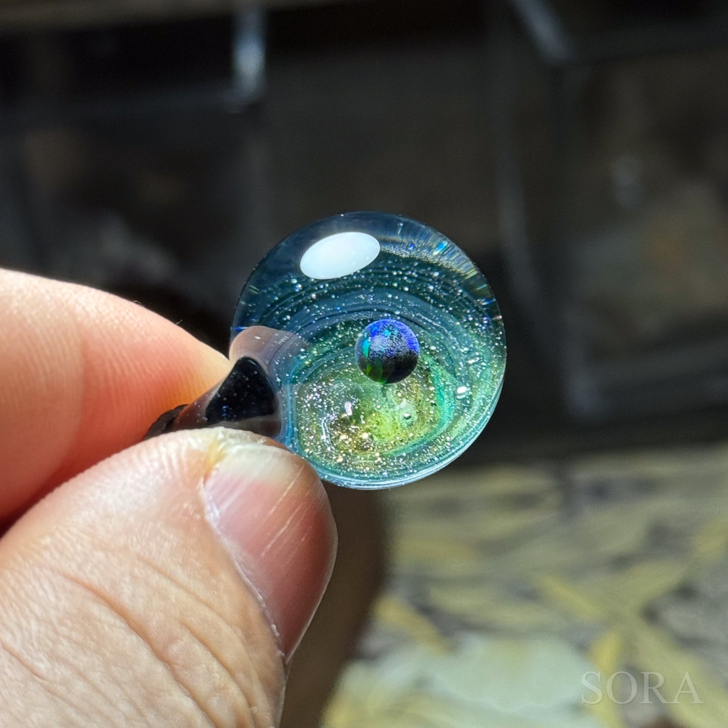 Galaxy Sparkle Pendant ver.3 Planet Deerskin Cord
