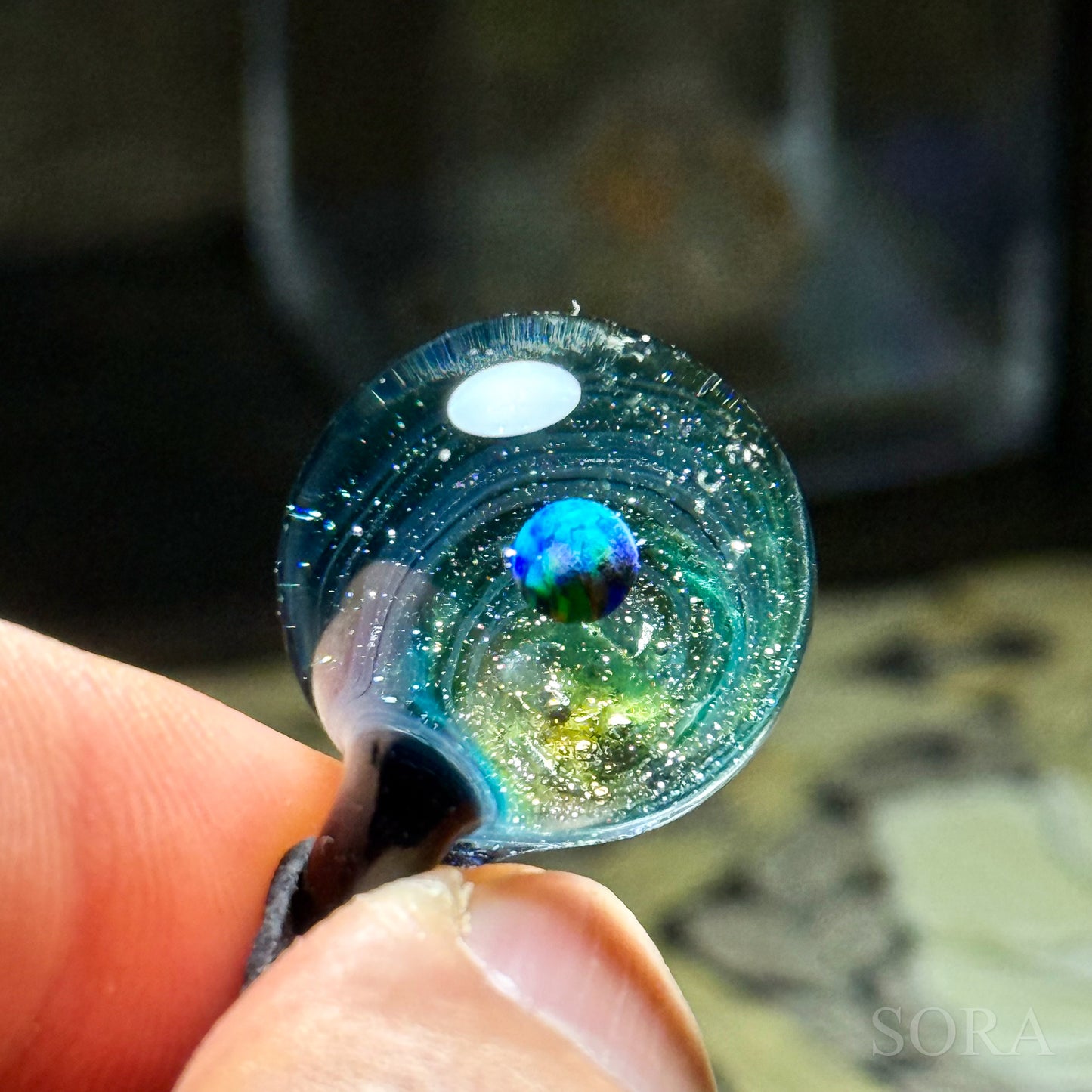 Galaxy Sparkle Pendant ver.3 Planet Deerskin Cord
