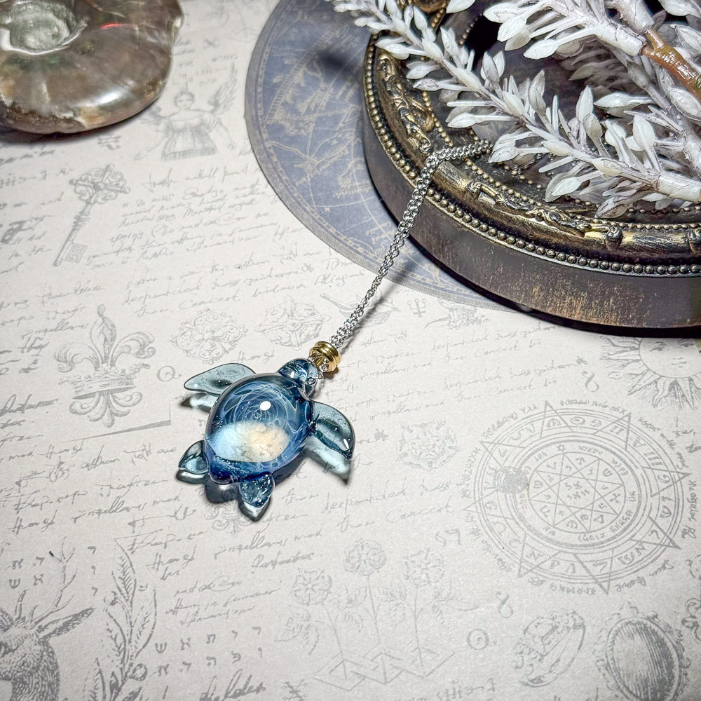 Sea turtle pendant, normal size, stainless steel chain type