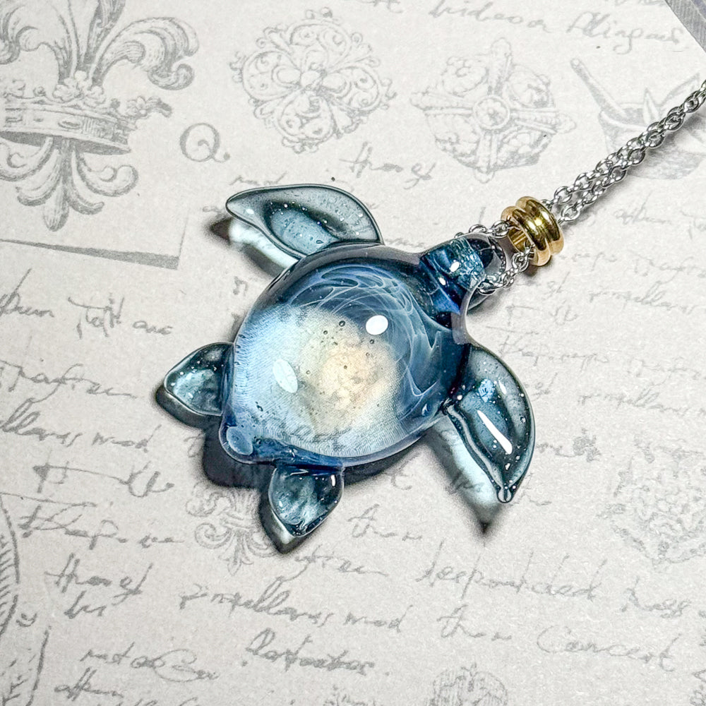 Sea turtle pendant, normal size, stainless steel chain type