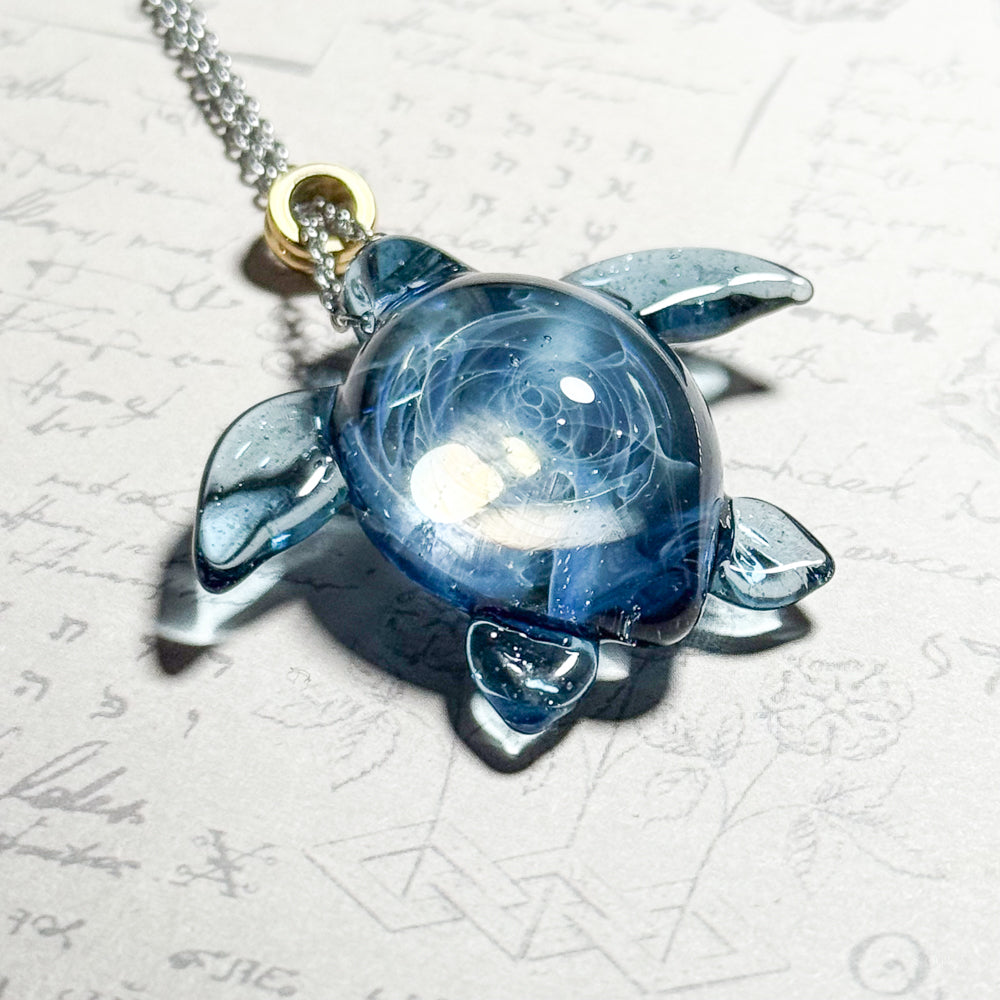 Sea turtle pendant, normal size, stainless steel chain type