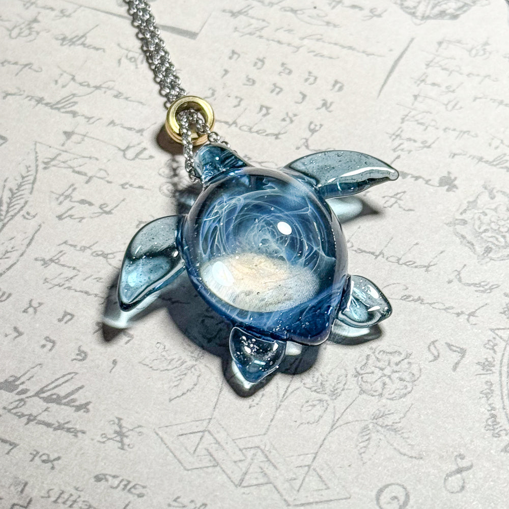 Sea turtle pendant, normal size, stainless steel chain type