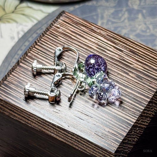 Asymmetrical grape earrings