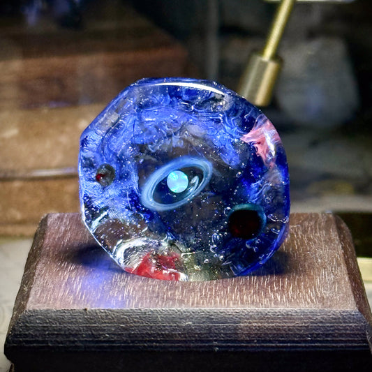 Fragments of Space | Planet with Mysterious Ring | Mini Glass Ornament #2607272