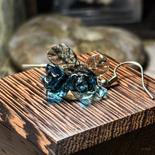 Rose blue earrings with stainless steel hooks