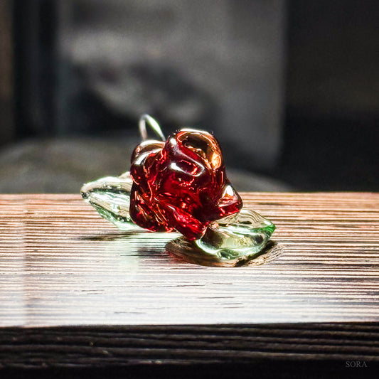 Red rose single earring