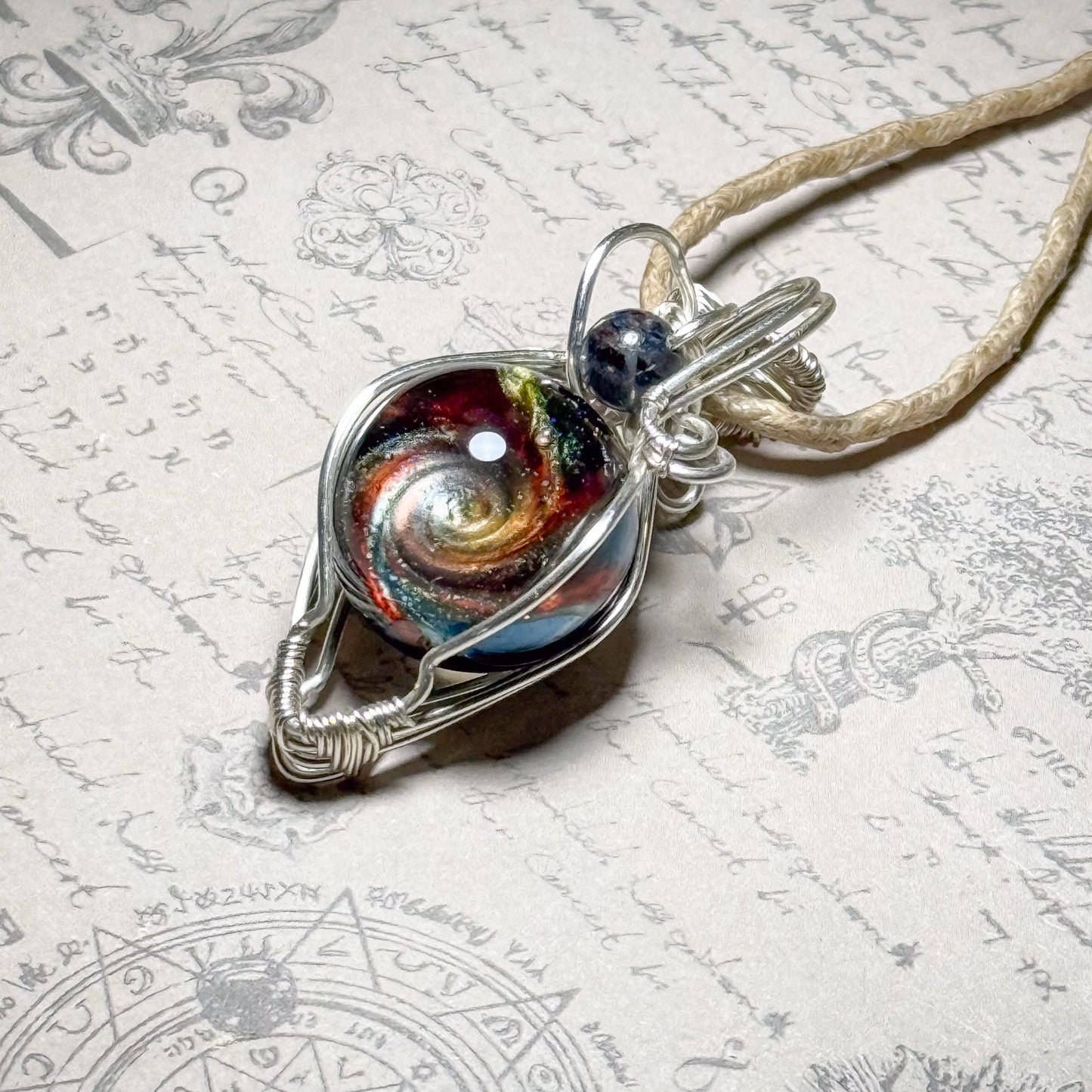銀河のワイヤーラッピングペンダント　＃261