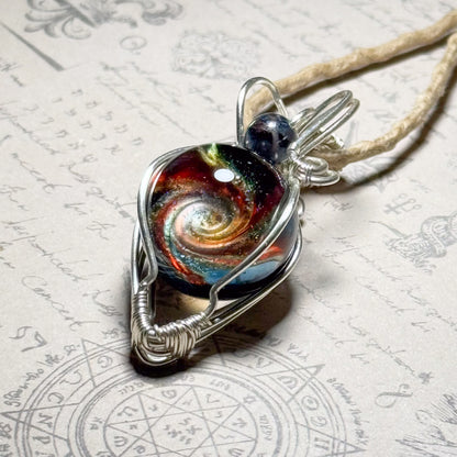 銀河のワイヤーラッピングペンダント　＃261