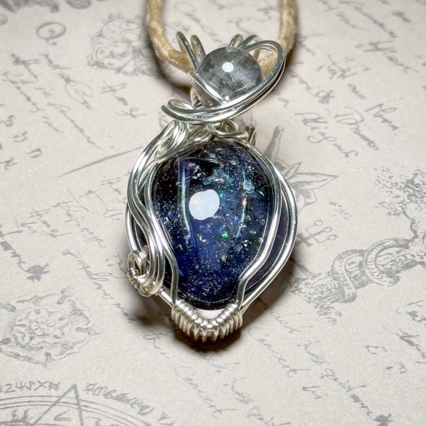 Cosmic Sparkle Wire Wrapped Pendant #262
