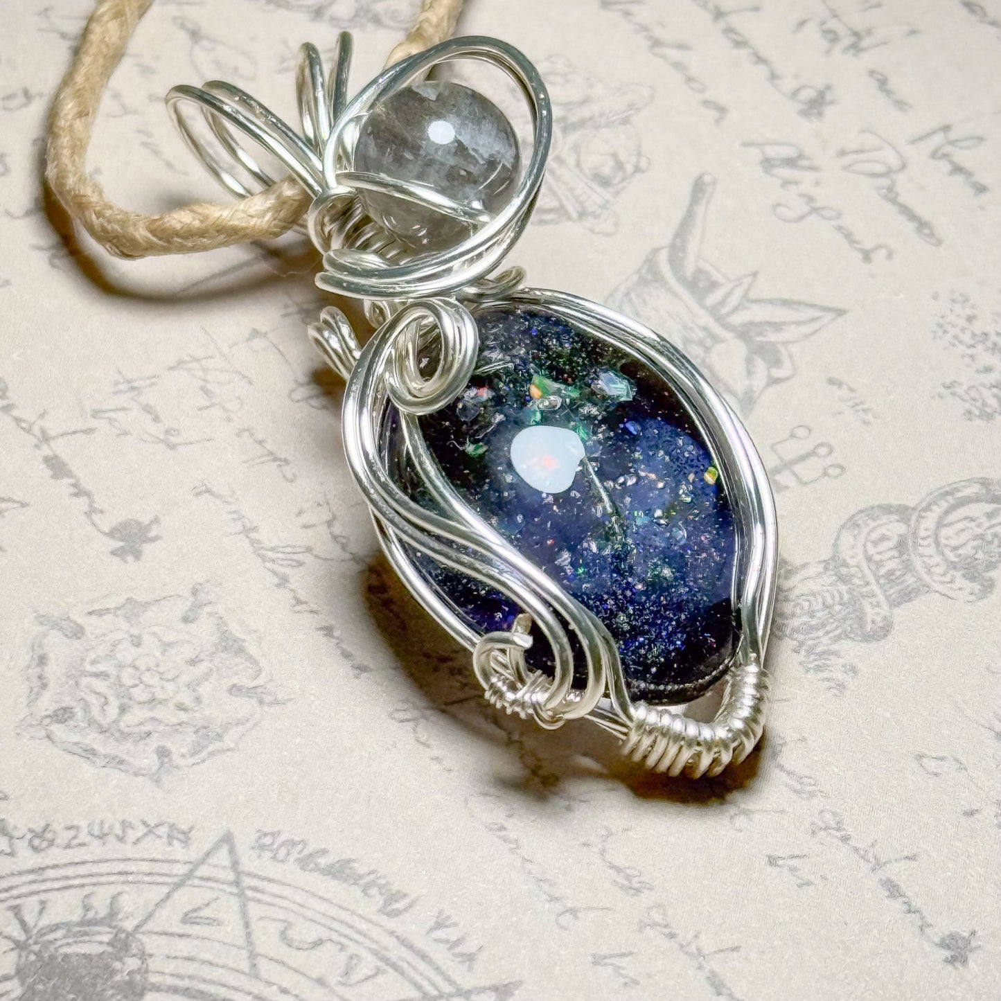 Cosmic Sparkle Wire Wrapped Pendant #262