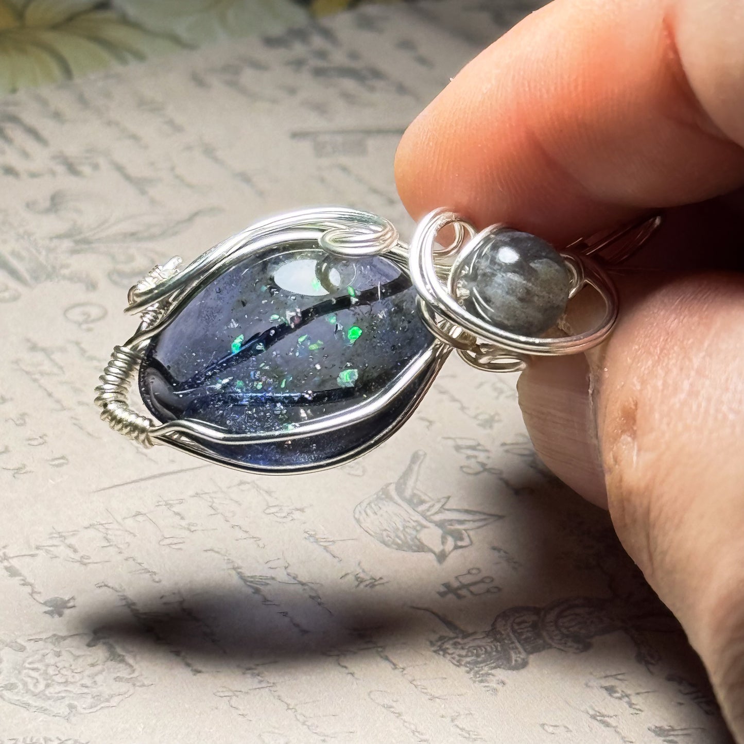 Cosmic Sparkle Wire Wrapped Pendant #262