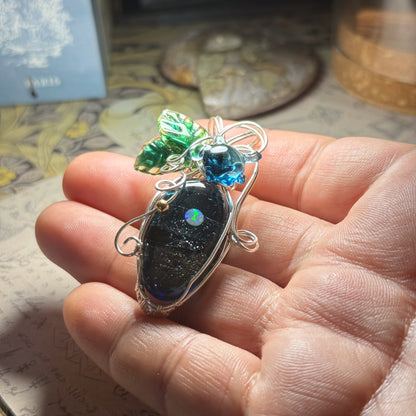 Wire-wrapped Pendant Moonlight Beach Guardian ~Sea Turtle~ #26241