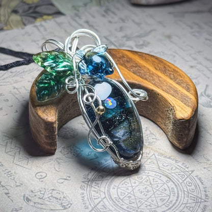 Wire-wrapped Pendant Moonlight Beach Guardian ~Sea Turtle~ #26241